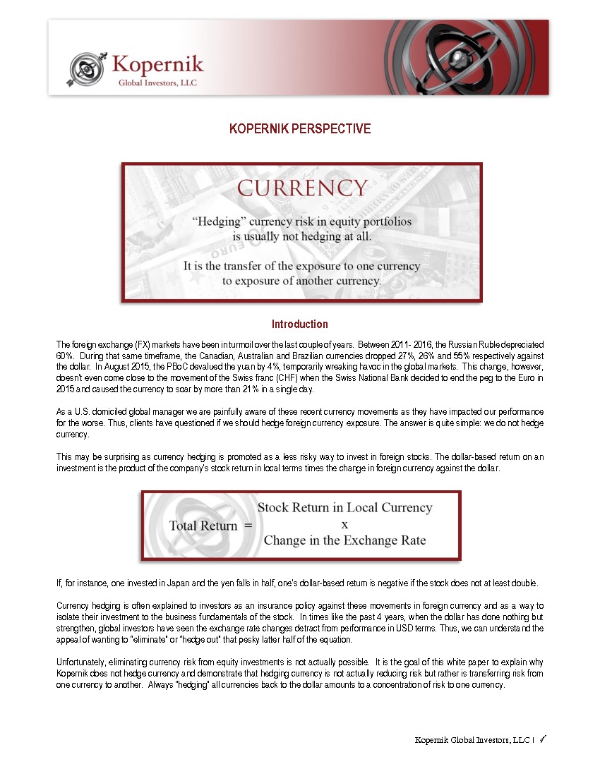 Kopernik Perspective: Currency (Aug 2016)