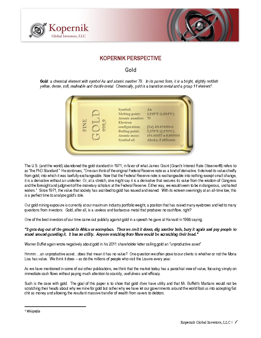 Kopernik Perspective: Gold (Apr 2015)