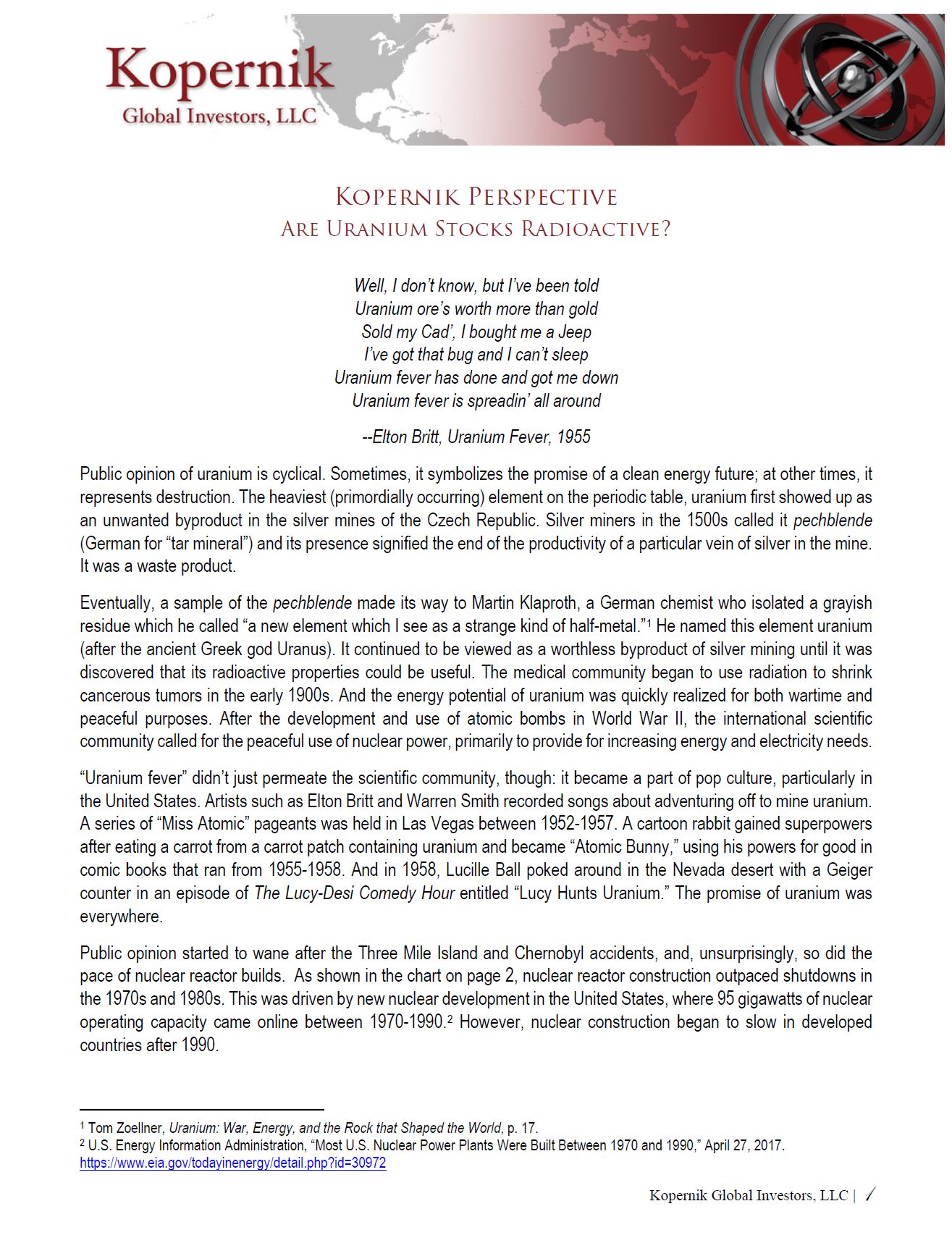 Kopernik Perspective: Uranium (Aug 2020 Update)